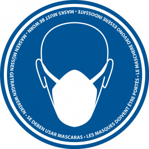 Mondkapje-verplicht-vloersticker Ø 430 mm